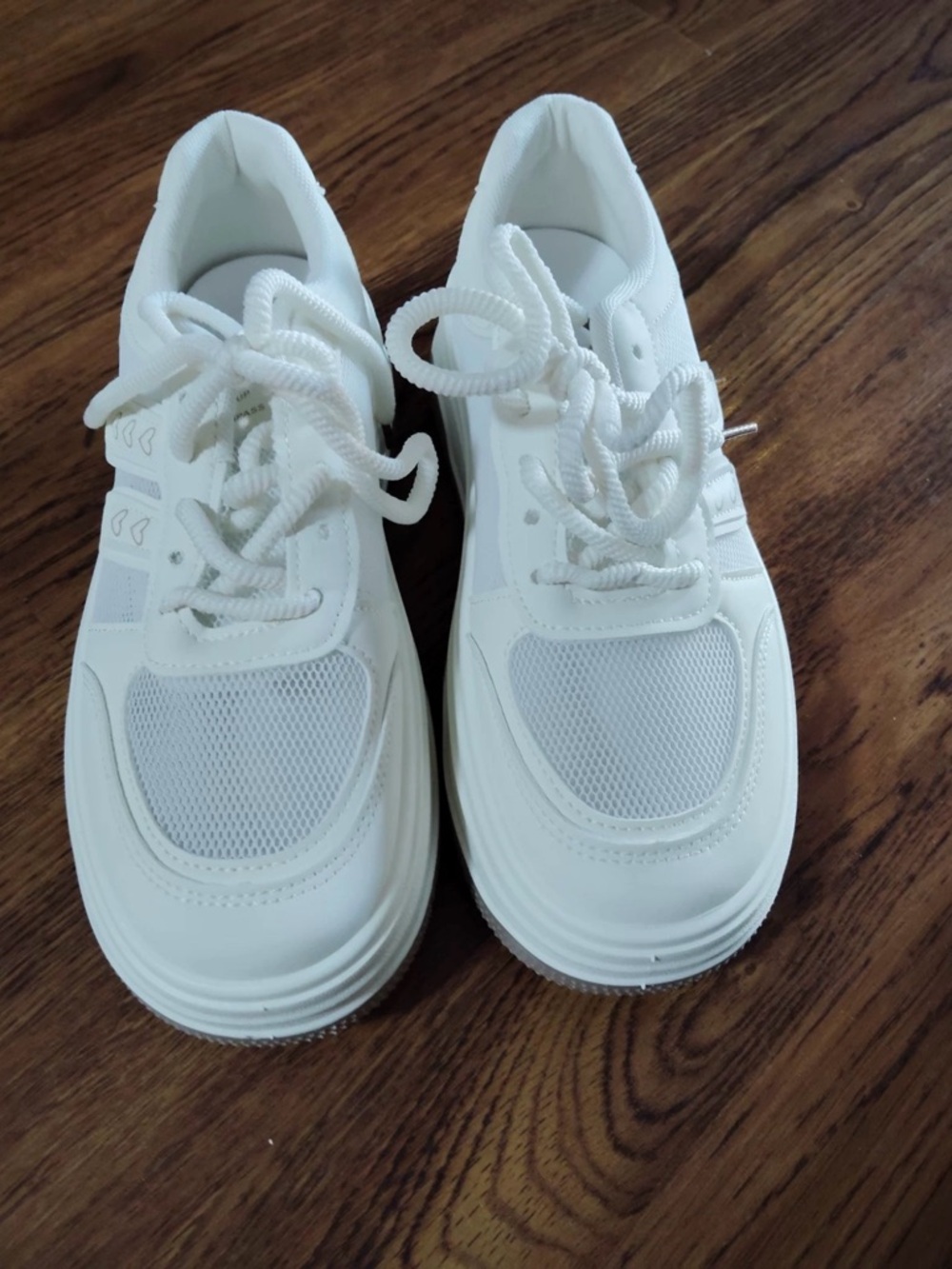 Kids White Lace-Up Athletic Sneakers